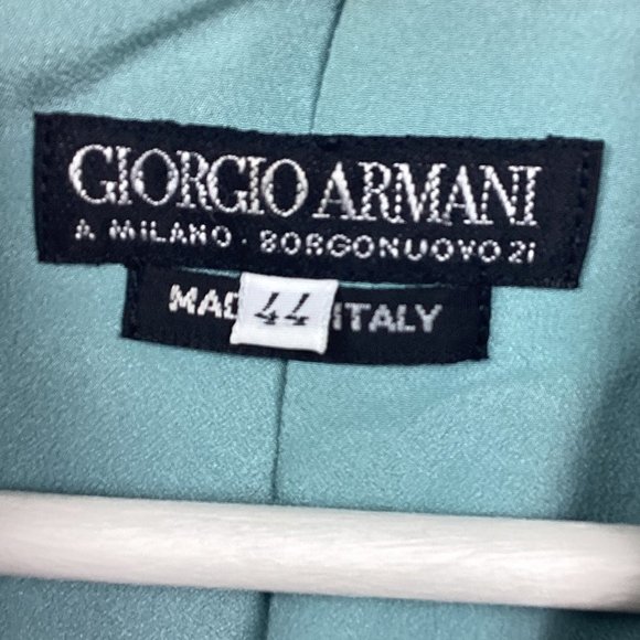 Vintage Giorgio Armani Green Silk Blazer 8 - Picture 7 of 15
